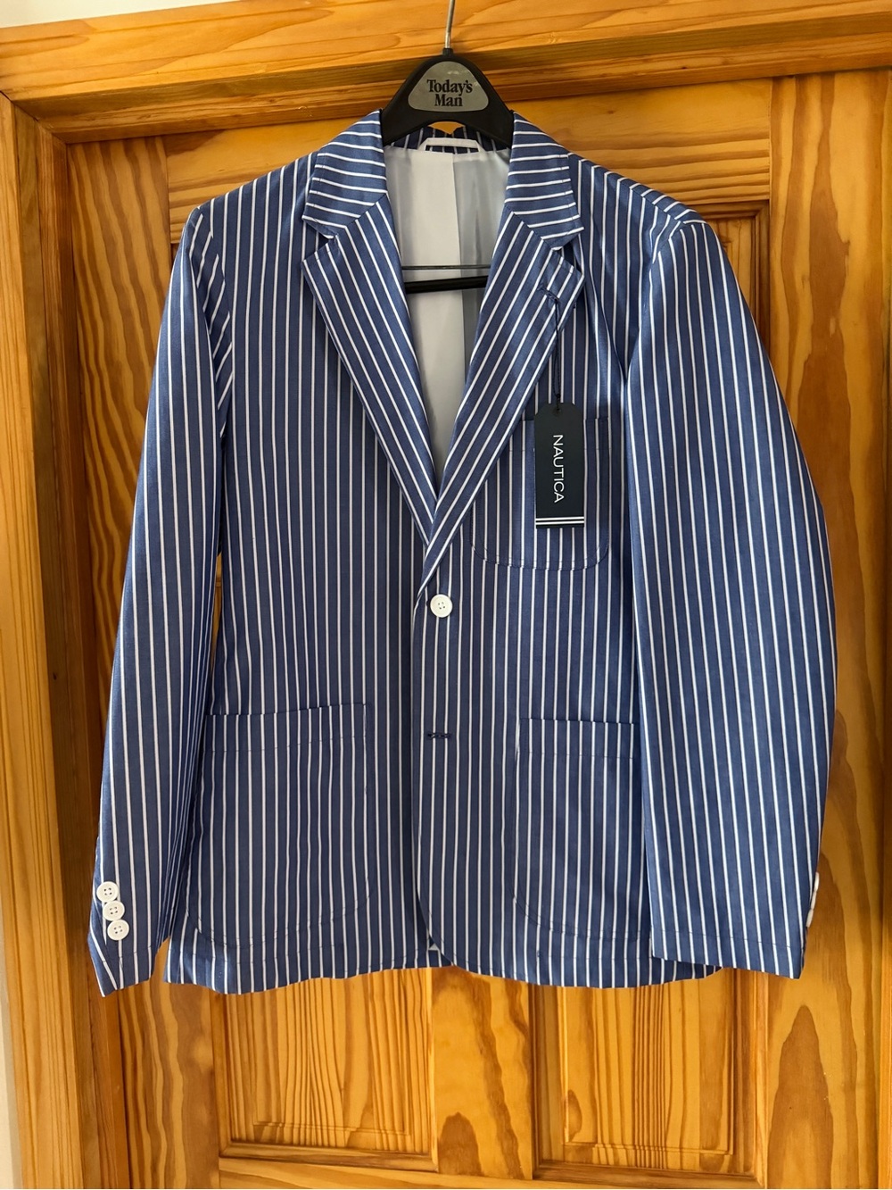 Nautica Navy and White Pinstripe Men's Blazer
